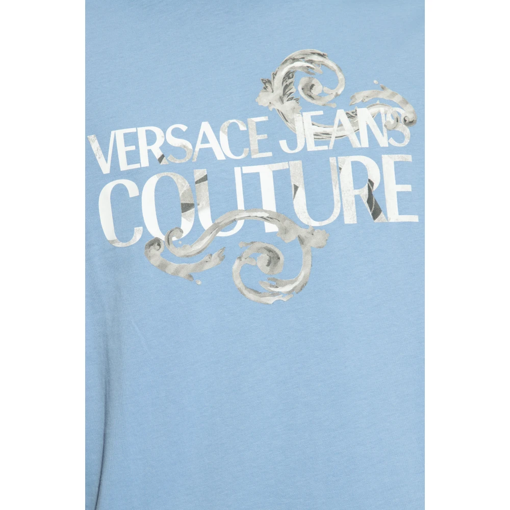 Versace Jeans Couture Bedrukt T-shirt Blue Heren