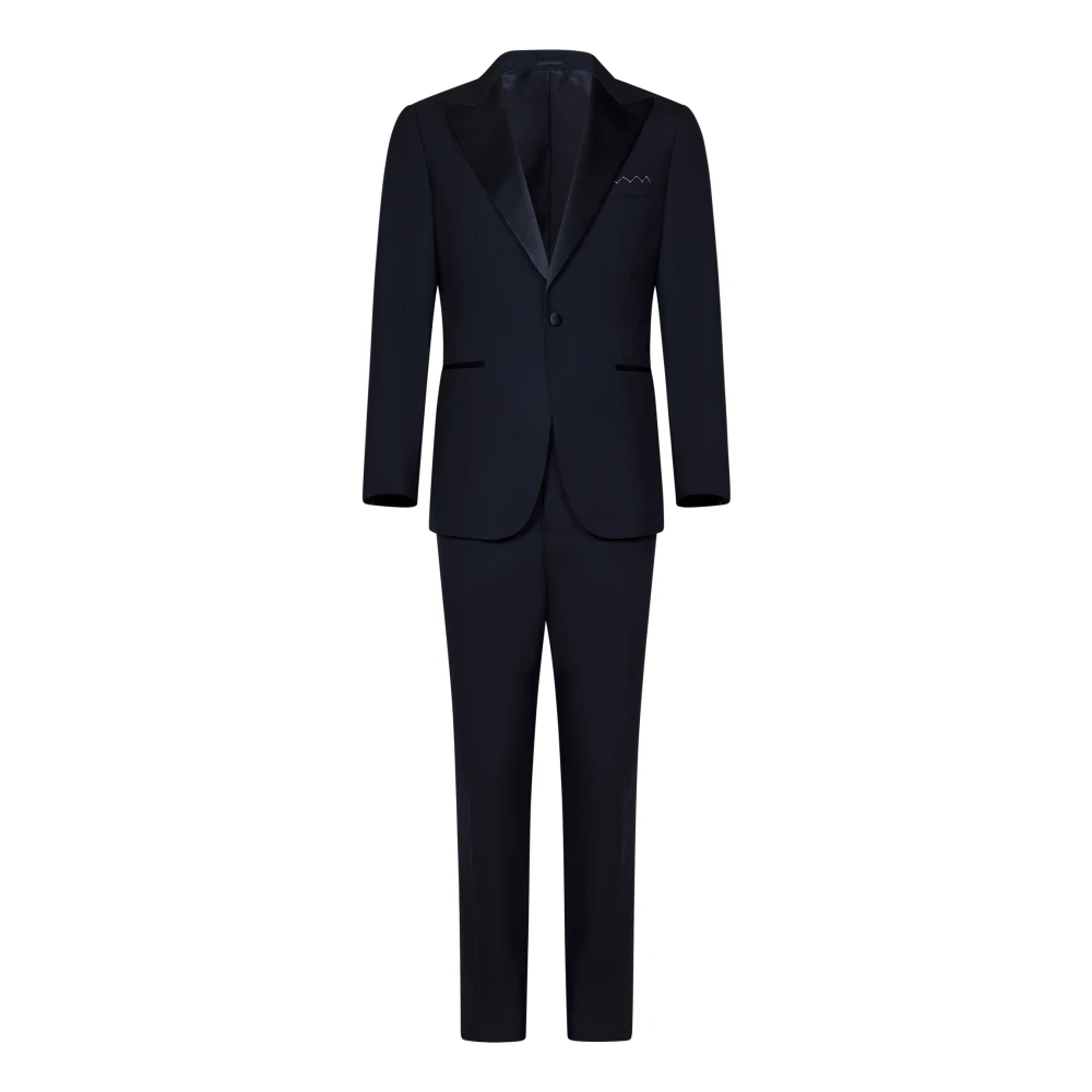 Low Brand Blå Tropisk Ull Tuxedo Suit Blue, Herr
