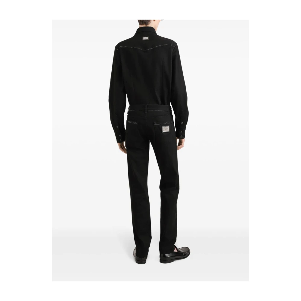 Dolce & Gabbana Zwarte broek met logoplaquette Black Heren