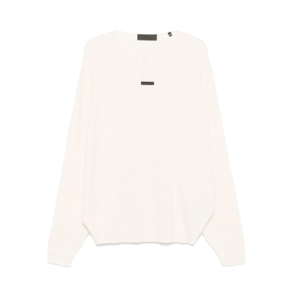 Fear Of God Witte Wafel Gebreide Henley Sweater Beige Heren