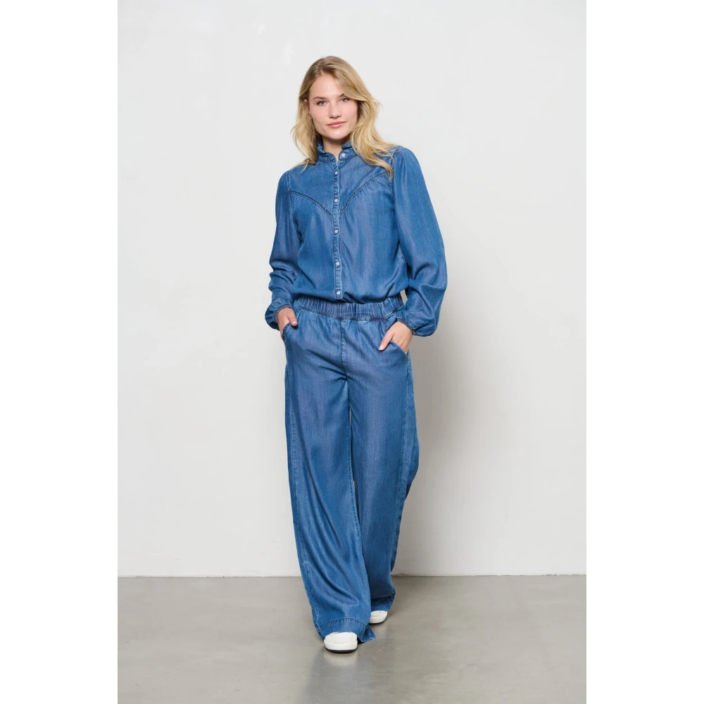 &Co Woman Wijde Broek Zomerse Stijl Blue Dames