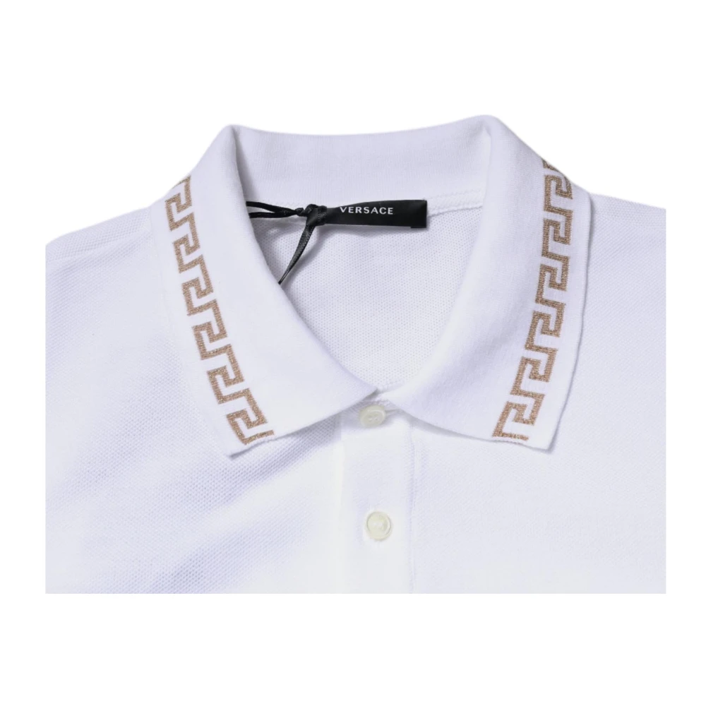 Versace Wit Goud Gekraagd Polo T-shirt White Heren