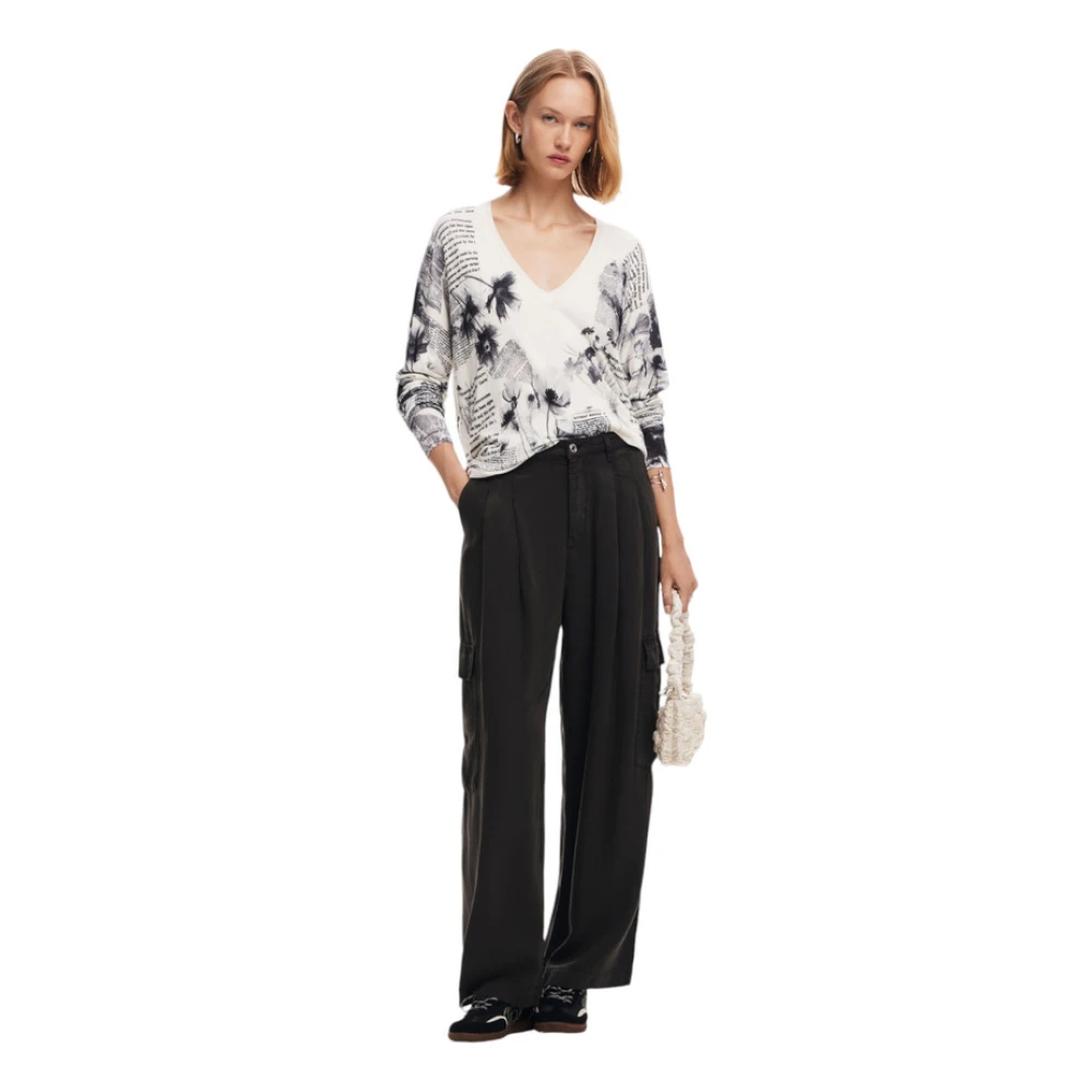 Desigual V-hals Trui White Dames