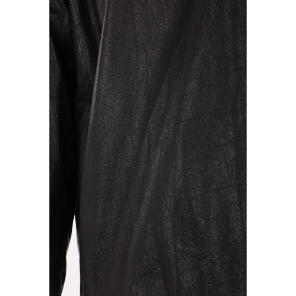 Giorgio Brato Zwarte leren capuchonjas Black Heren
