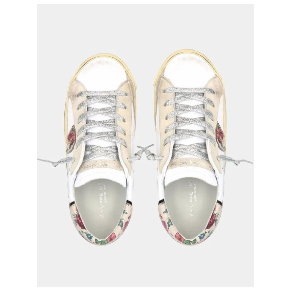 Philippe Model Lage Top Bloemen en Glitter Sneakers Multicolor Heren