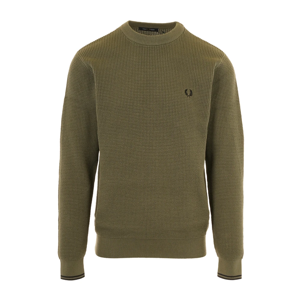 Fred Perry Green Waffle Stitch Jumper Jumper - Male - Round-Neck Knitwear - Green - M - Knitwear