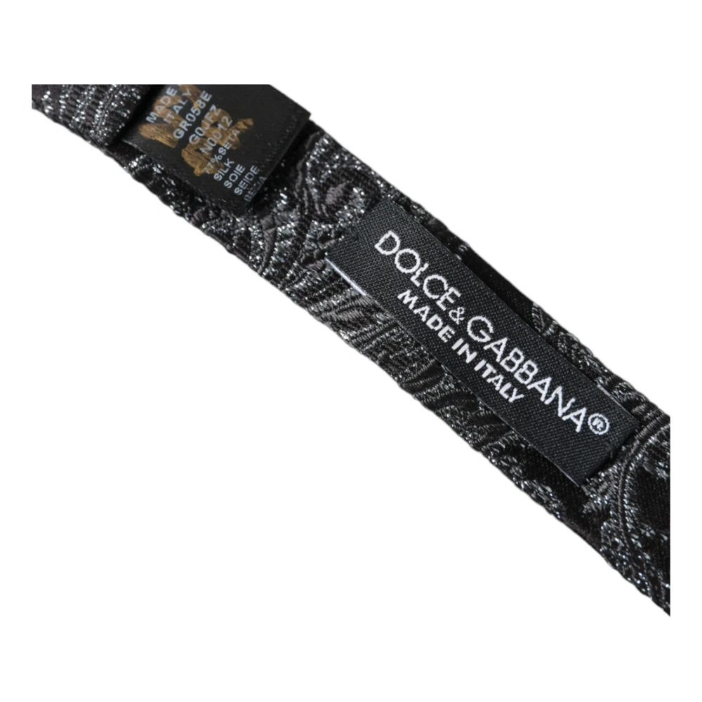 Dolce & Gabbana Verstelbare Zijden Jacquard Heren Vlinderdas Black Heren
