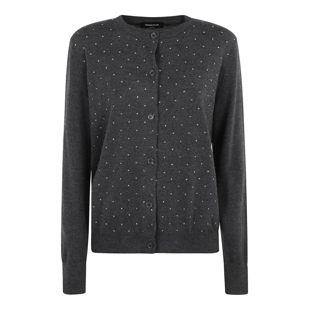 Fabiana Filippi Antraciet Kristalversierde Sweatshirt Gray Dames