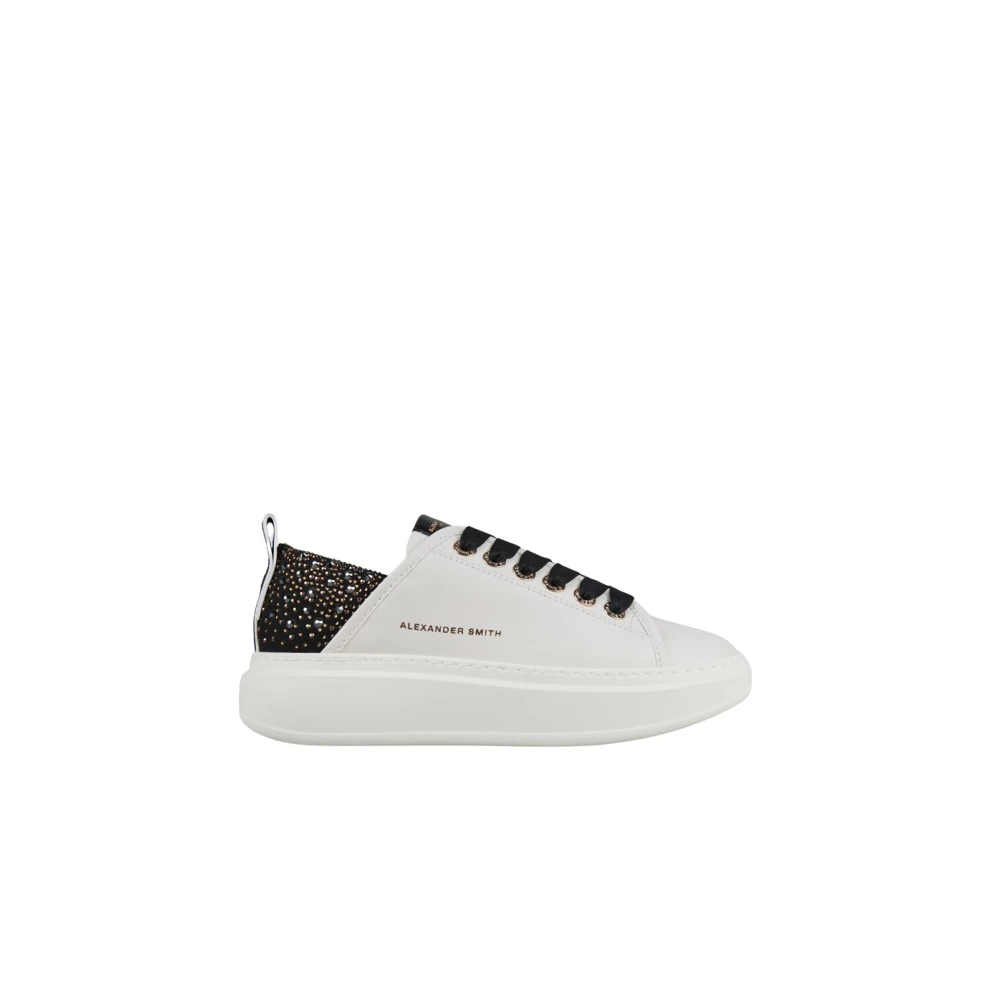 Alexander Smith Wembley Donna in leer en zwarte hak met strass Dames Schoenen Wit