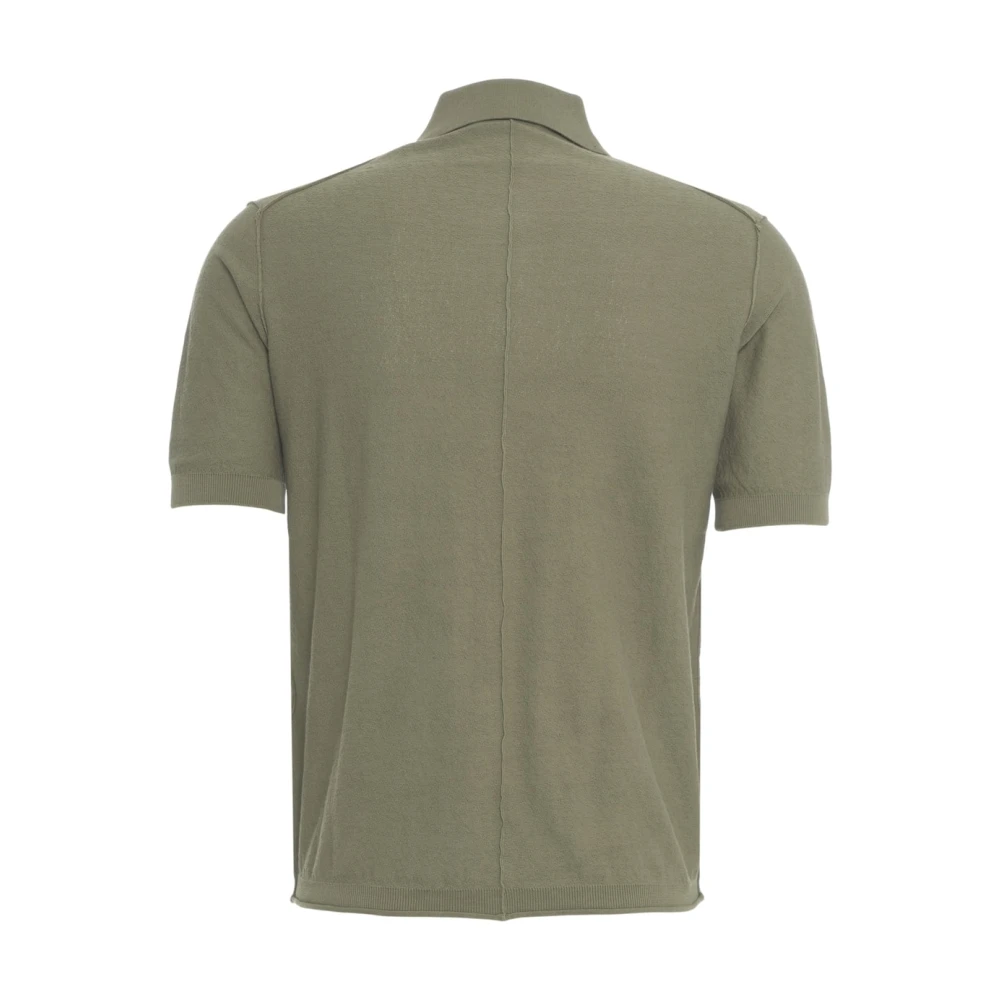 Paolo Pecora Groene Gebreide Shirt Korte Mouw Casual Green Heren