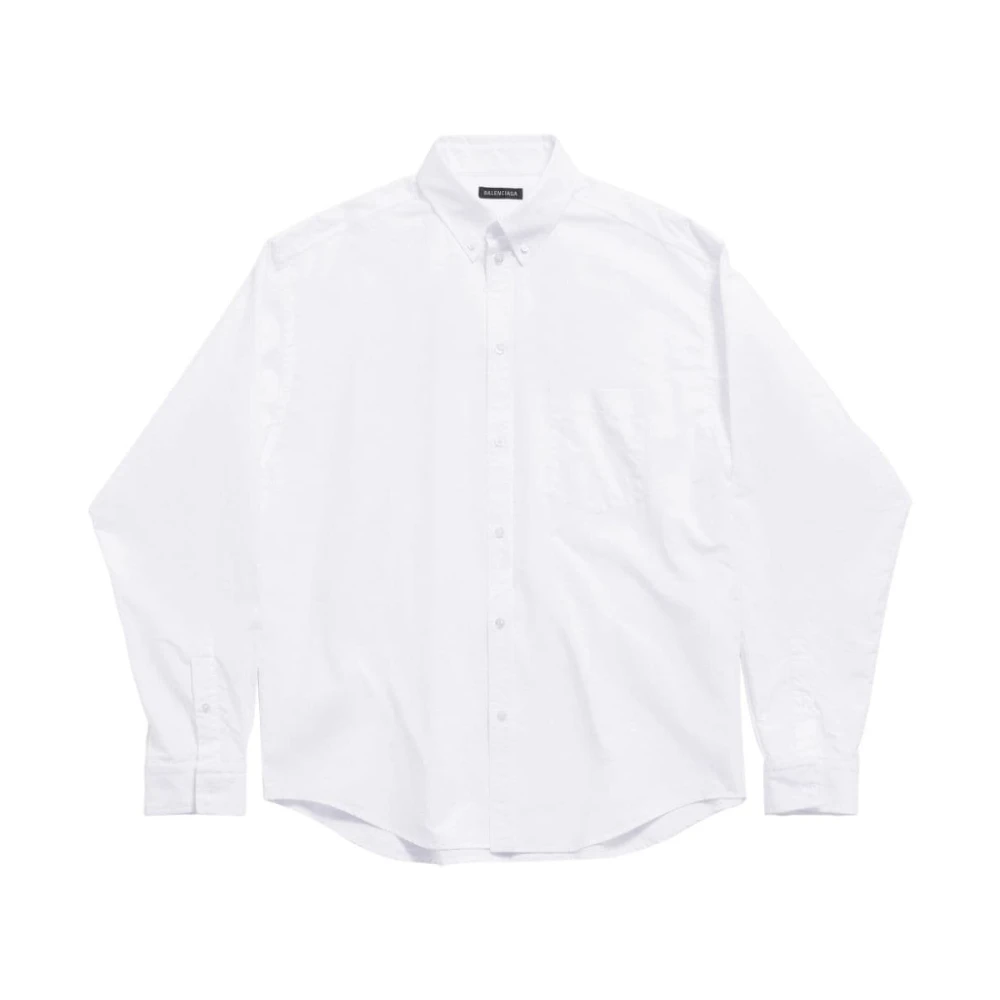 Balenciaga Witte Katoenen Poplin Klassieke Overhemd White Heren