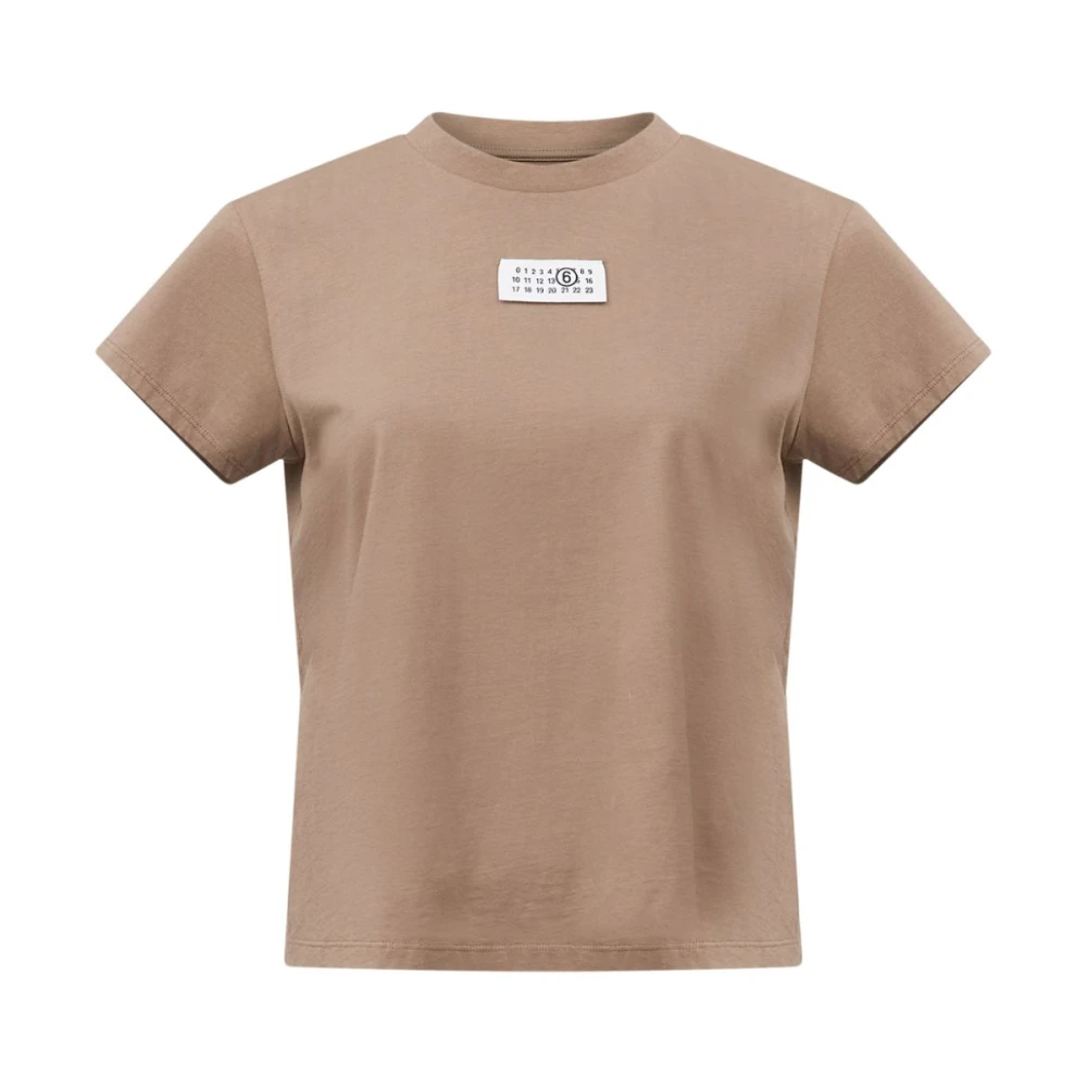 MM6 Maison Margiela Beige Katoenen Jersey Crew Neck T-shirt Beige Dames