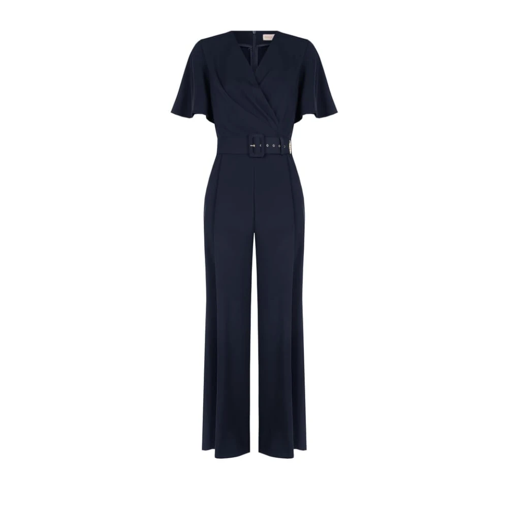 Rinascimento Ettstyckad jumpsuit med matchande bälte och korsad halsringning Blue, Dam