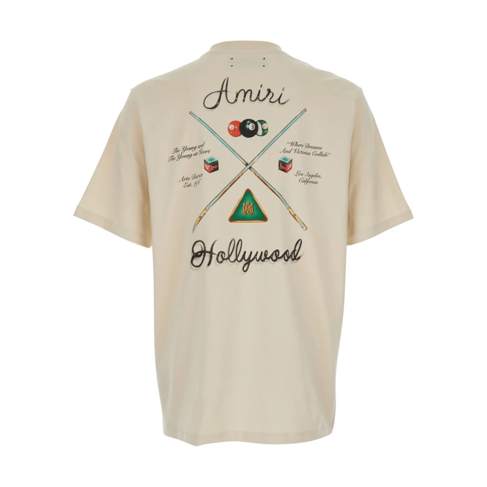 Amiri Beige T-shirt met ronde hals en logo print Beige Heren