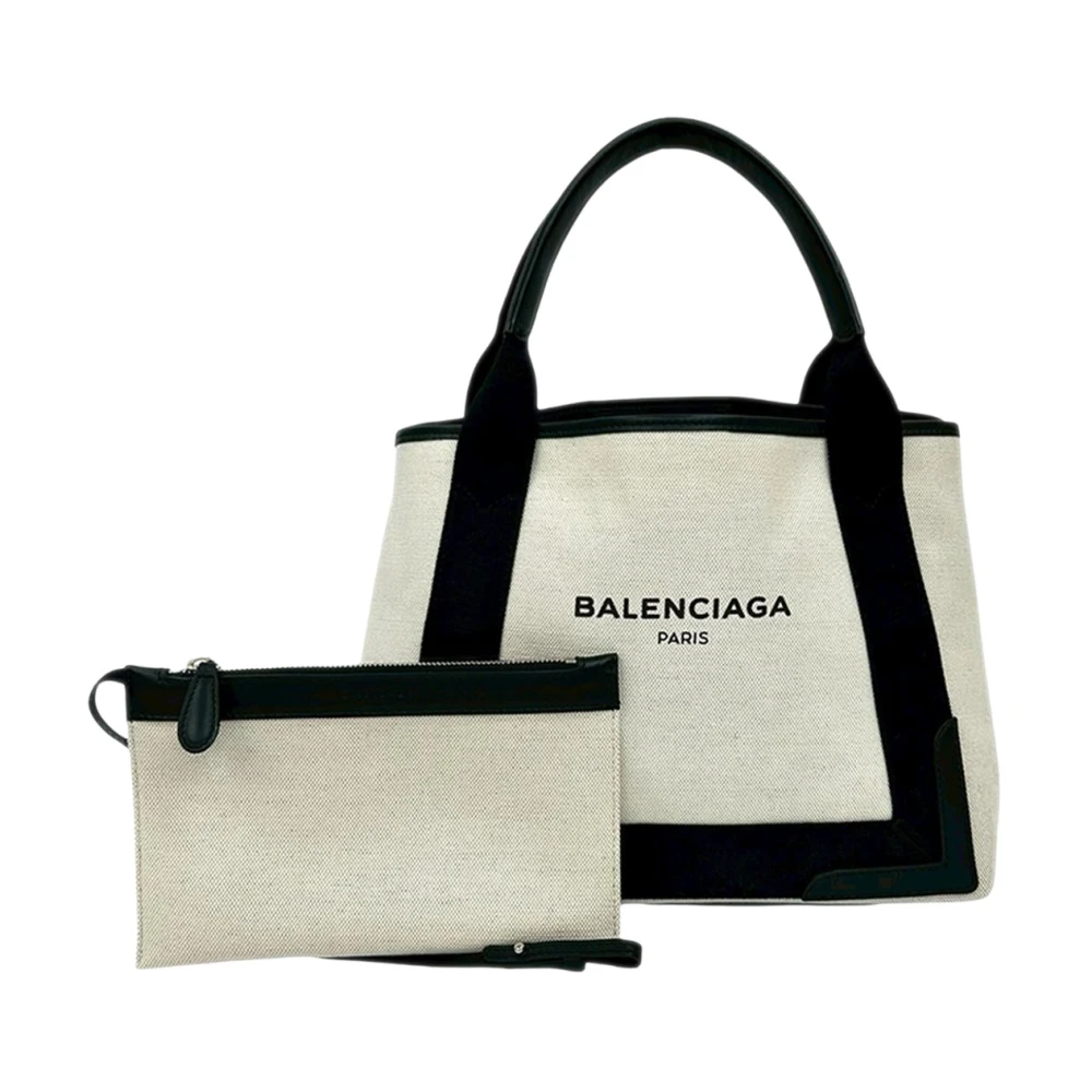 Balenciaga Vintage Women's White Pre-Owned Canvas Tote Bag