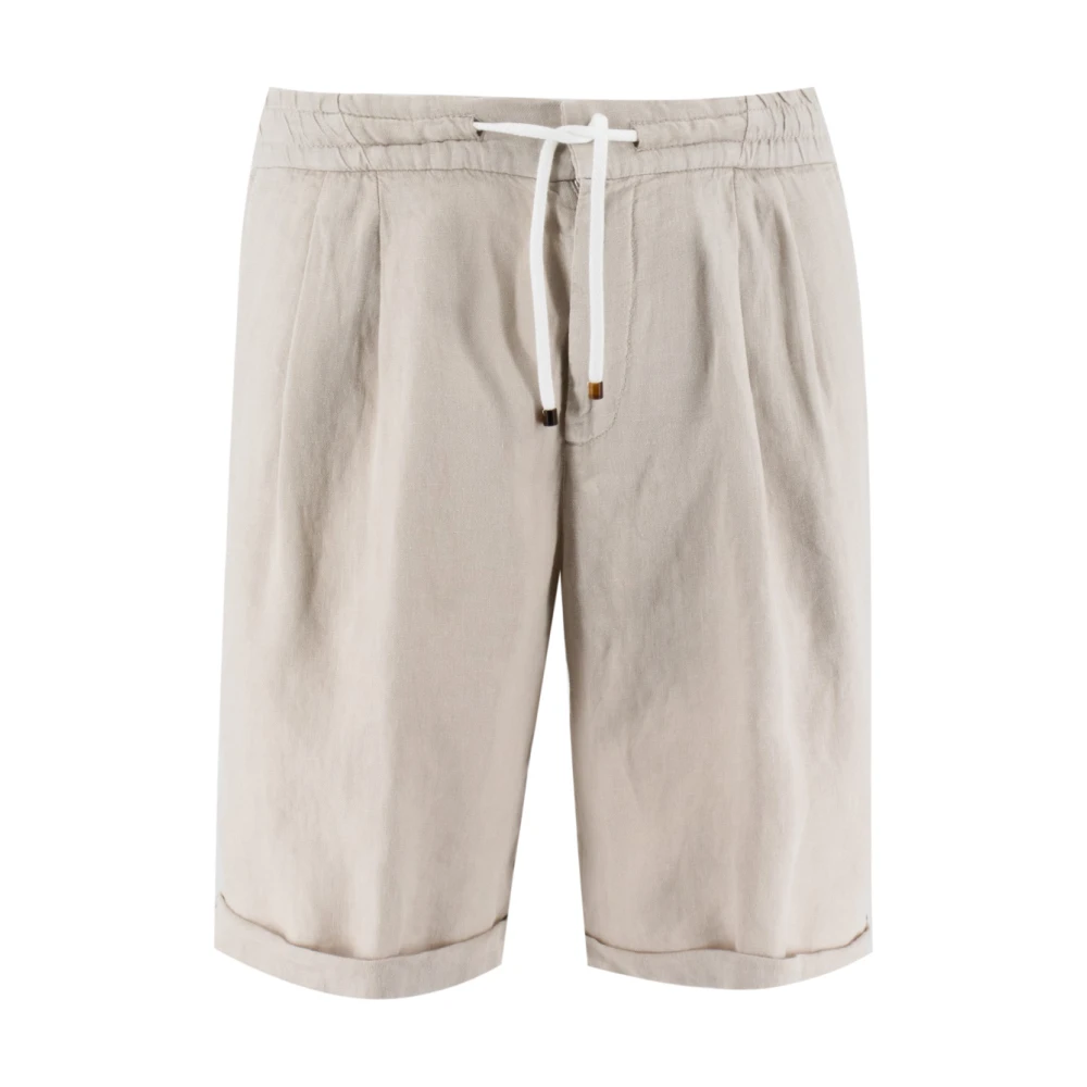BRUNELLO CUCINELLI Linnen trekkoord Bermuda shorts Beige Heren