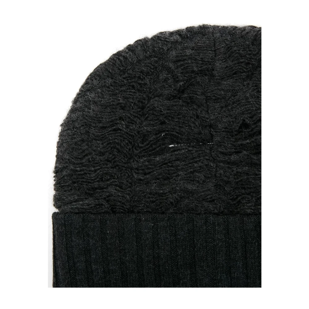 MM6 Maison Margiela Geribbelde wollen grijze beanie muts Gray Heren