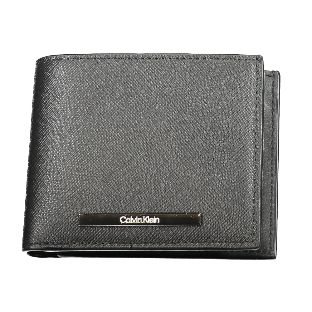 Calvin Klein Zwarte Portemonnees Minimalistische Stijl Black Heren