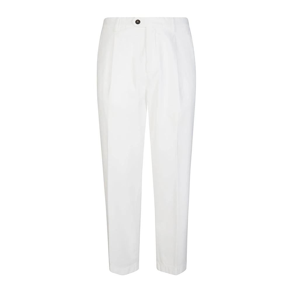 Eleventy Men's White Chinos, W33, Relaxed Fit Cotton Tencel Trousers