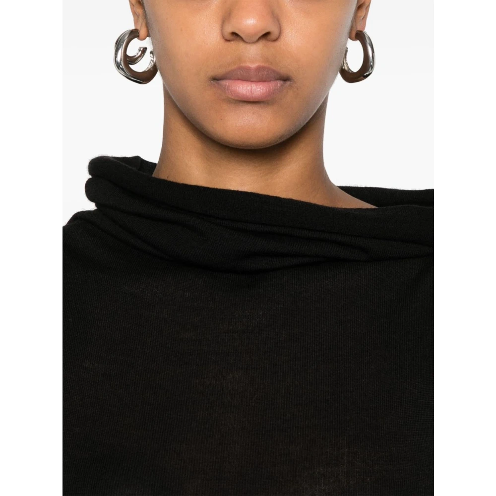 Rick Owens Zwarte Mouwloze Jurk met Cowl-Hals Black Dames