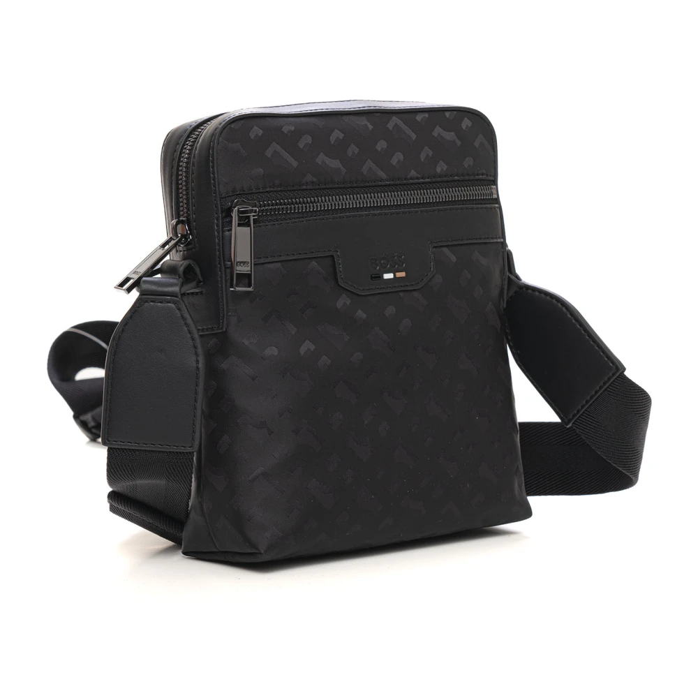 Boss Logo Schoudertas met Rits Black Heren