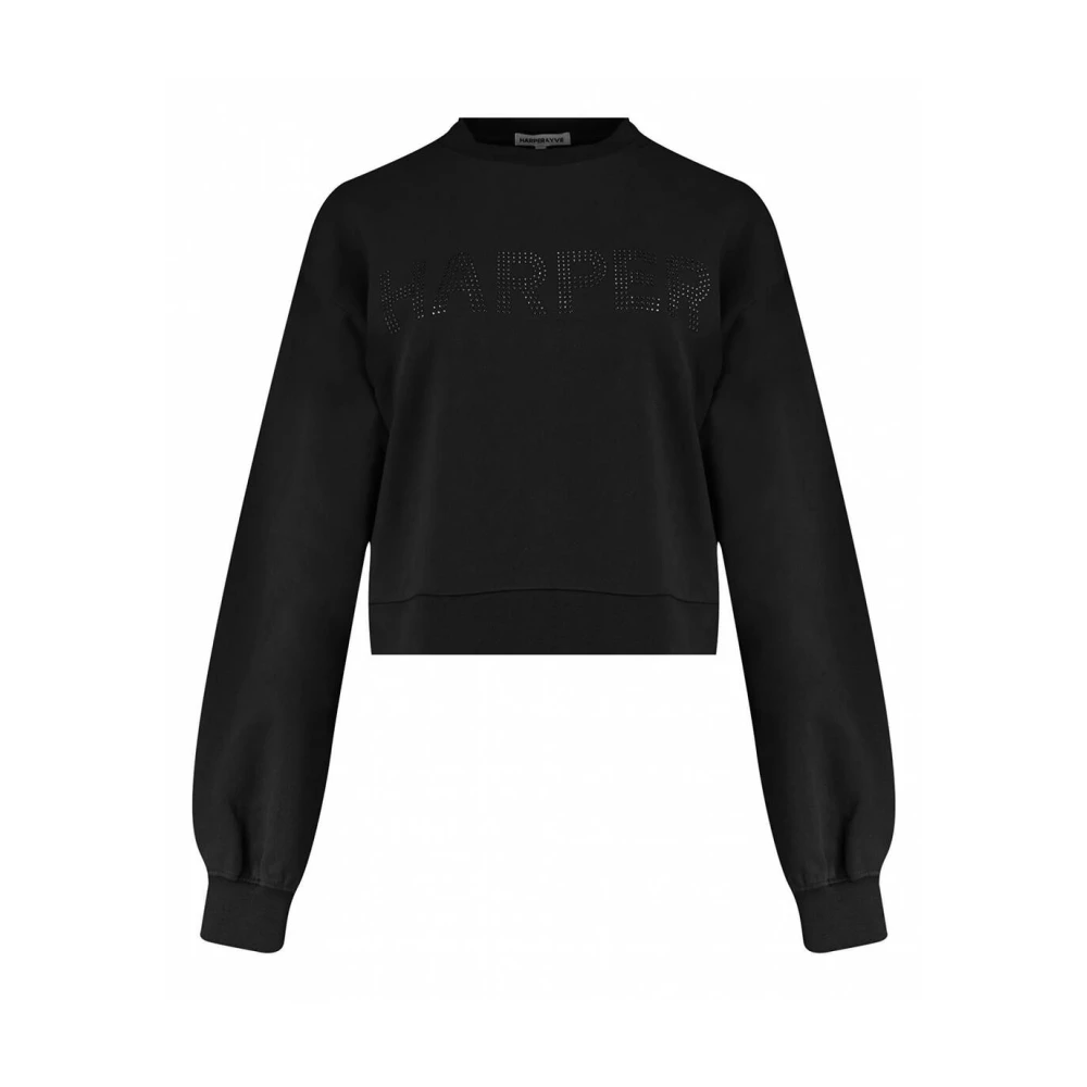 Harper & Yve Rhinestone Sweatshirt Dw24Y500 Black Dames
