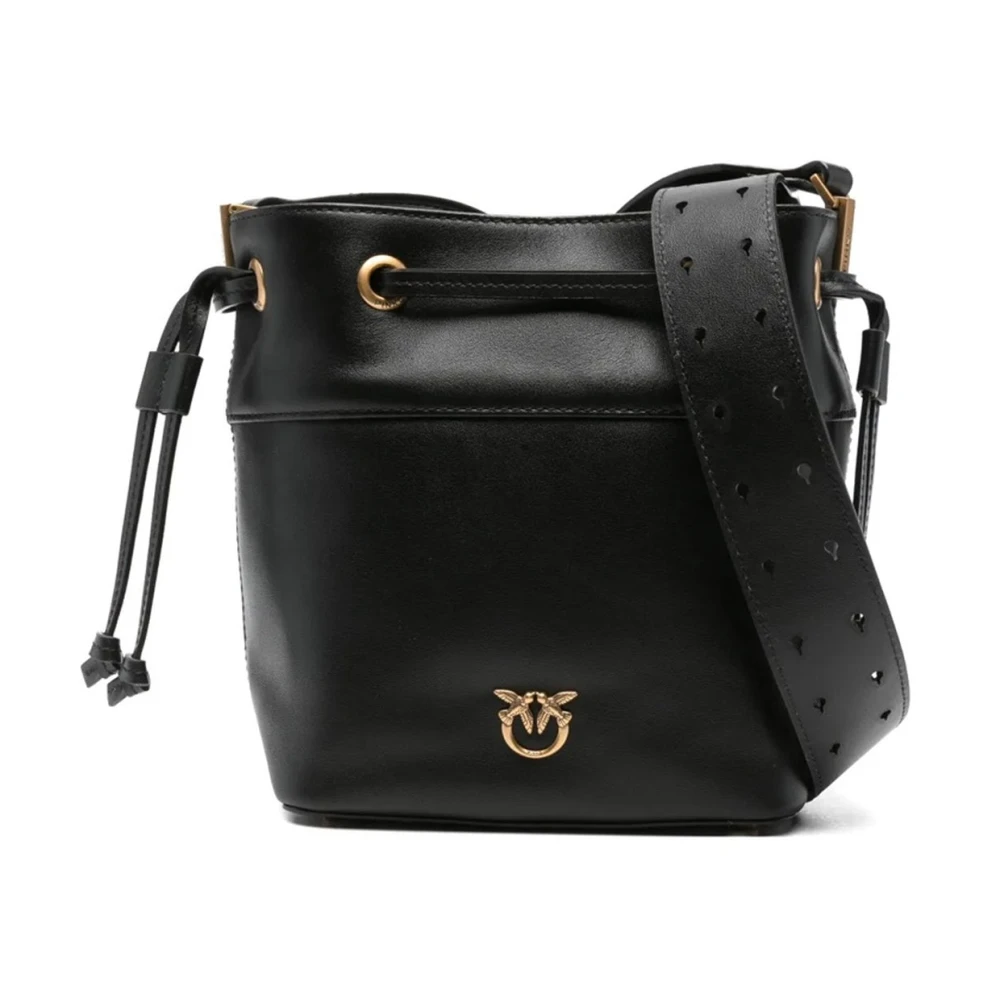 Pinko Women's Black Bucket Bags, One Size, Mini Secchiello Love Birds Shoulder Bag