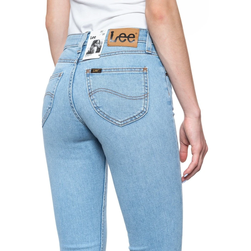 Lee Blauwe Skinny Jeans met Hoge Taille en Opgezet Logo Blue Dames