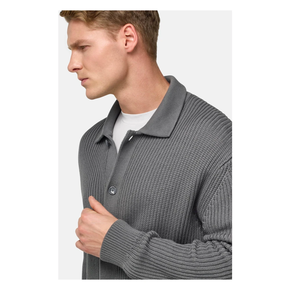 Boggi Milano Gebreide Cardigan Gray Heren