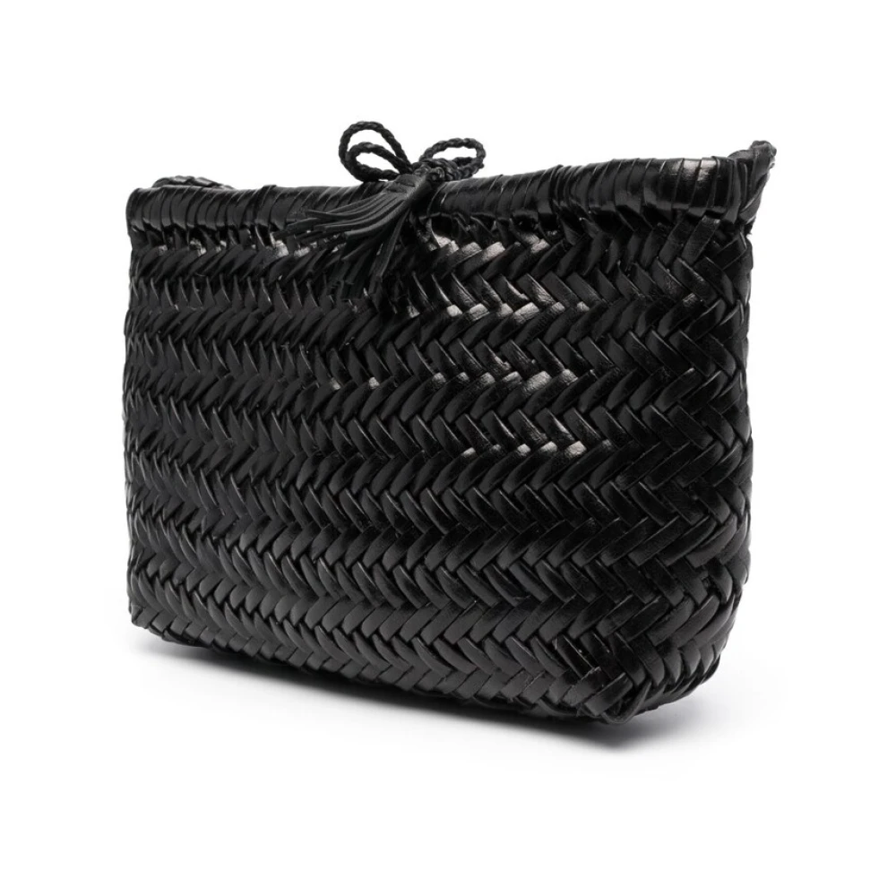 Dragon Diffusion Gevlochten Leren Schoudertas Black Dames