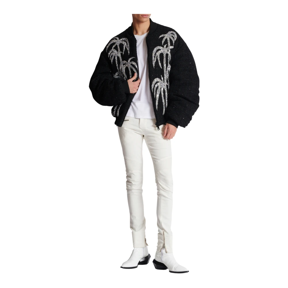 Balmain Biker jeans in wit denim White Heren