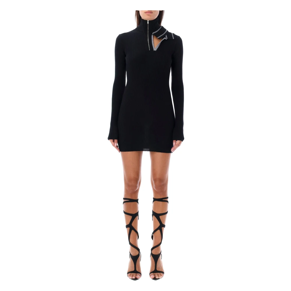 Y Project Zwarte dubbele kraag mini jurk Black Dames