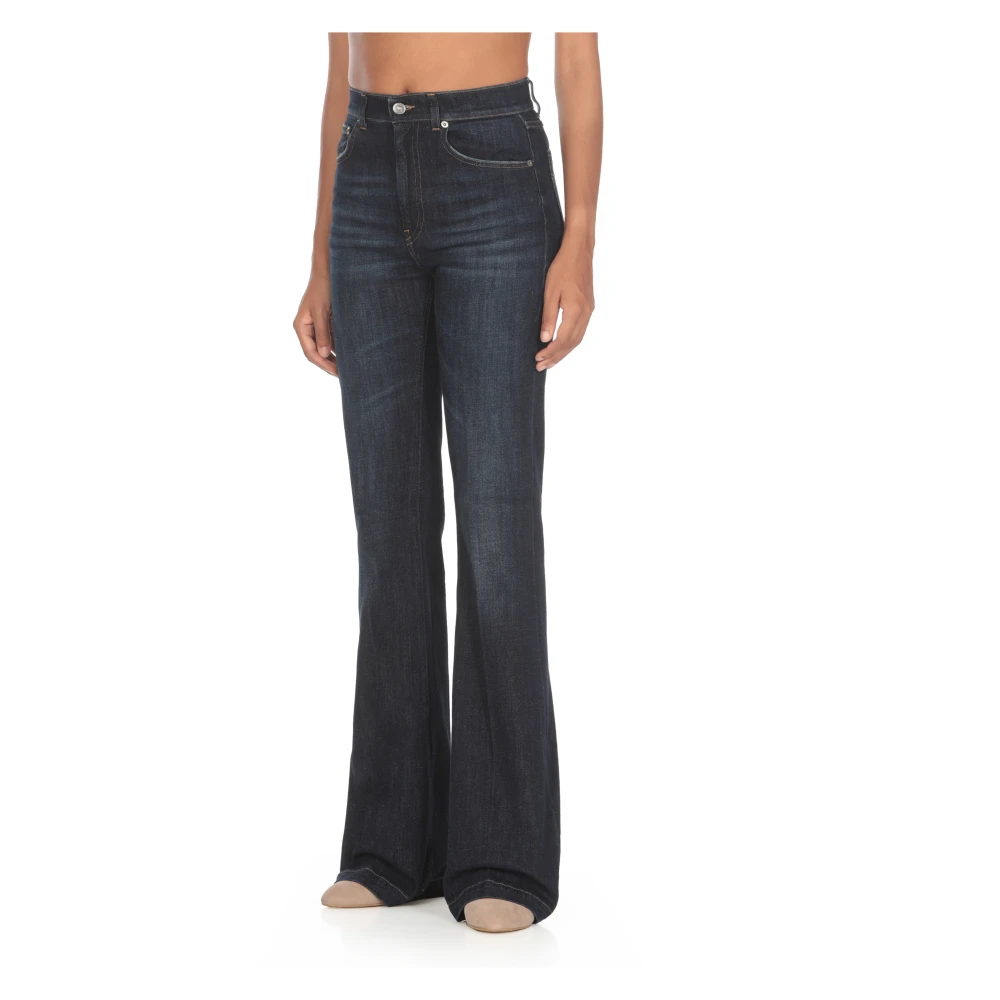 Dondup Blauwe Jeans met Logo Patch Blue Dames