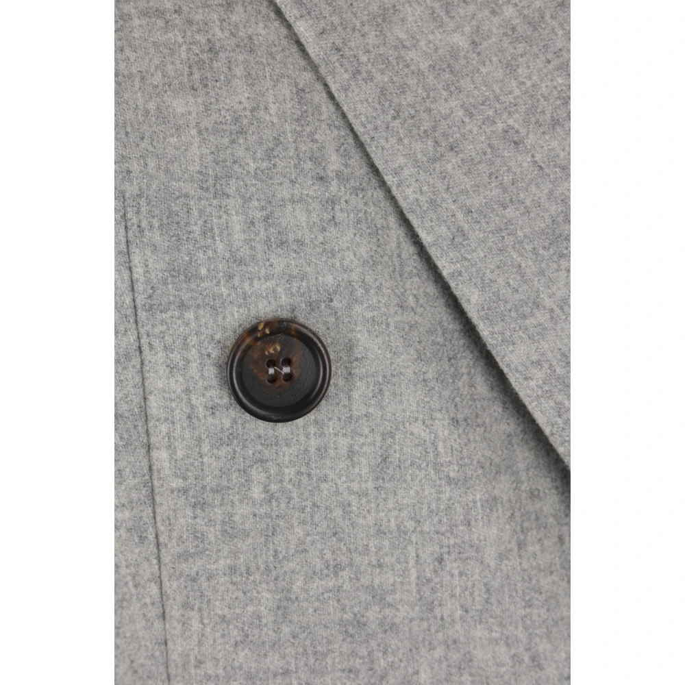 BRUNELLO CUCINELLI Lichtgrijze Wollen Flanellen Dubbelborst Jas Gray Dames
