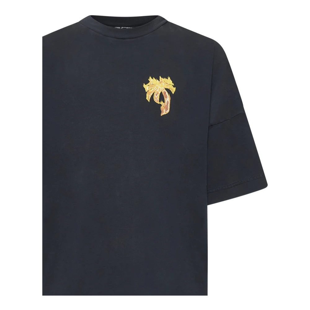 Palm Angels Zwarte Brandende Palm Tee Black Heren