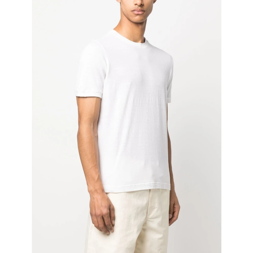 Zanone Witte T-shirts en Polos van Linnen en Katoenmix White Heren