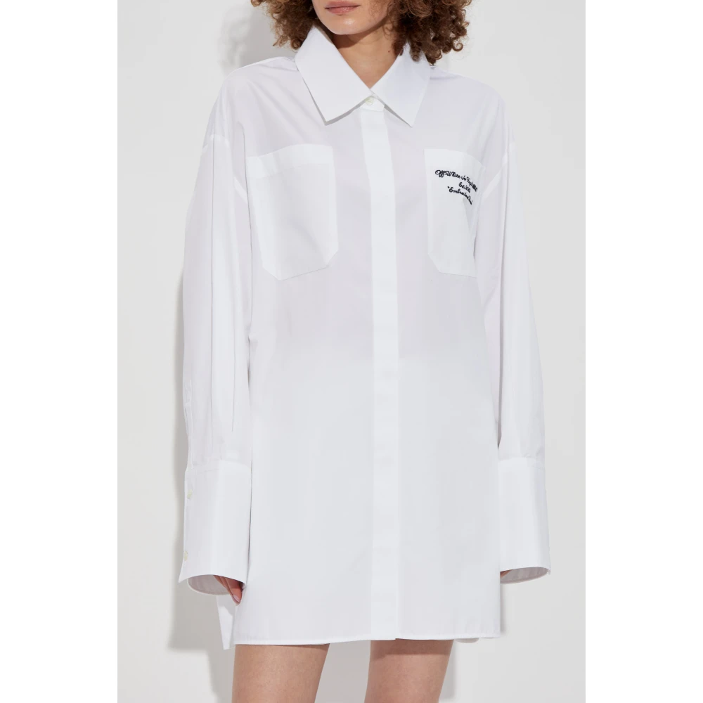 Off White Overhemdjurk met zakken White Dames