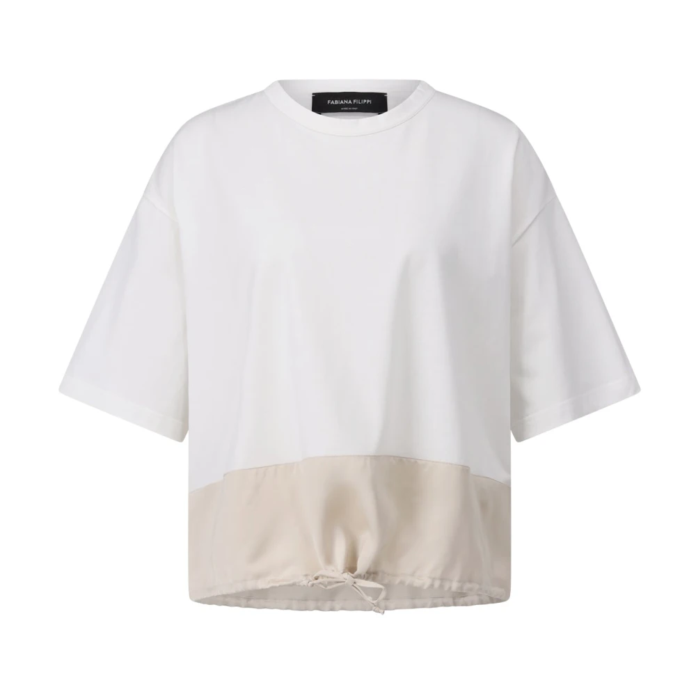 Fabiana Filippi Satin Hem Oversized Katoenen T-shirt White Dames