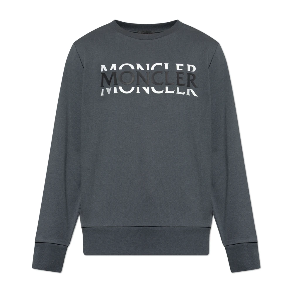 Moncler Uomo Grigio - Felpa Con Logo Stampato - Sweatshirts & Hoodies - L