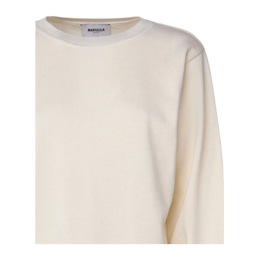 Mariuccia Milano Crème Sweater Wijde Mouwen Zachte Pasvorm White Dames
