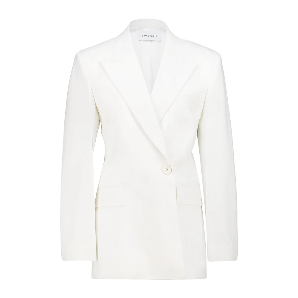 Givenchy Women's White Blazers, S, Double-Breasted Jacket In Wool And Mohair
