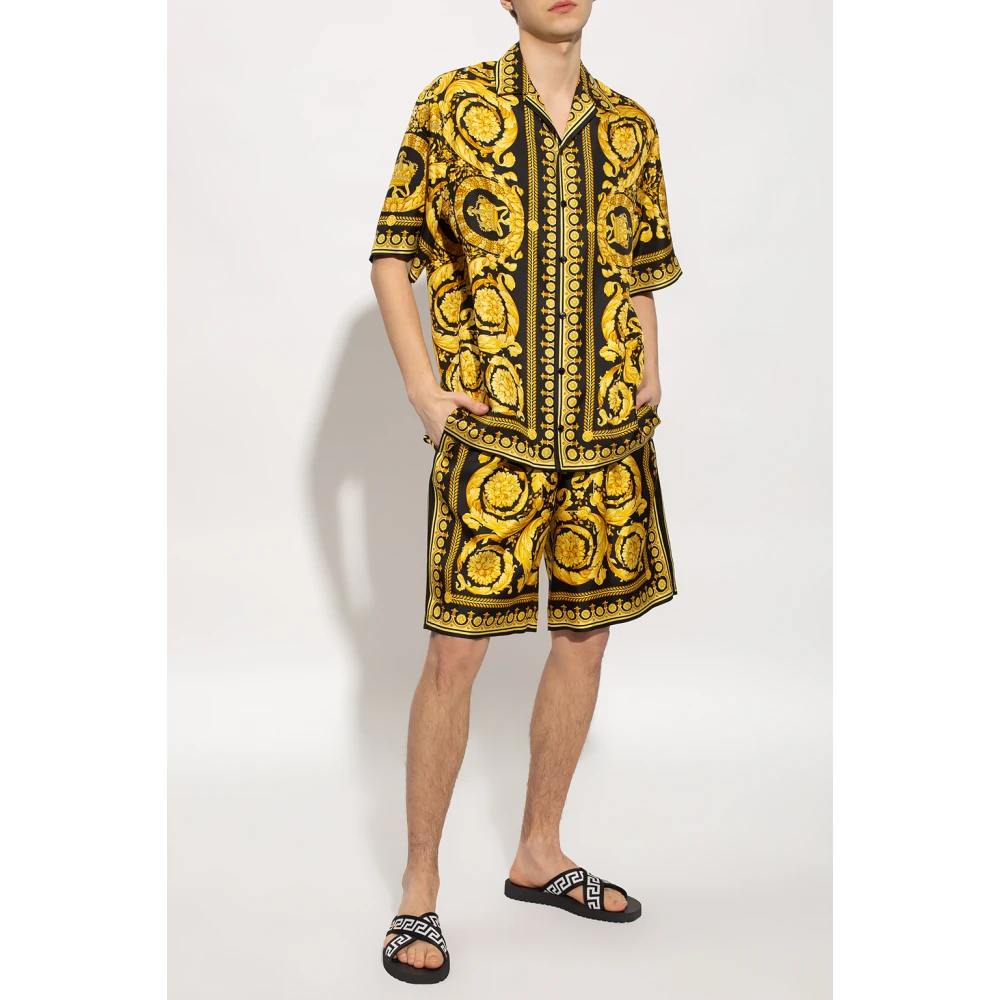 Versace Zijden shirt Yellow Heren