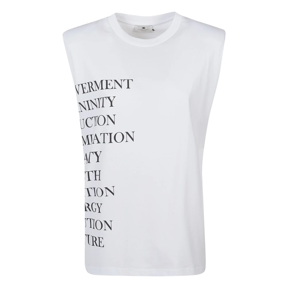 Elisabetta Franchi Women's White Maglia - Sleeveless Tops - M - Tops