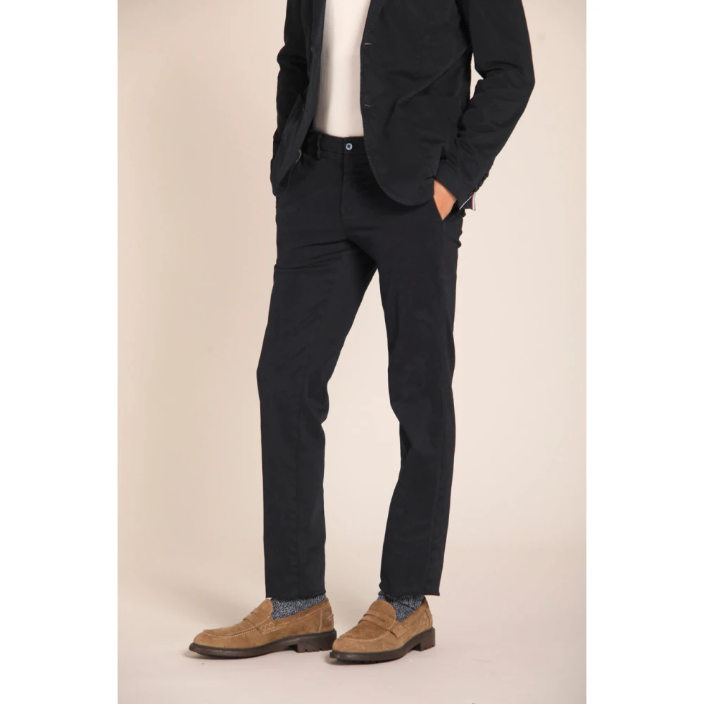 Mason's Gabardine Stretch Chino Broek Regular Fit Blue Heren