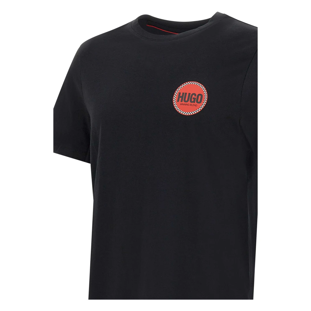 Hugo Boss Heren Katoenen T-shirt Zwart Korte Mouwen Black Heren