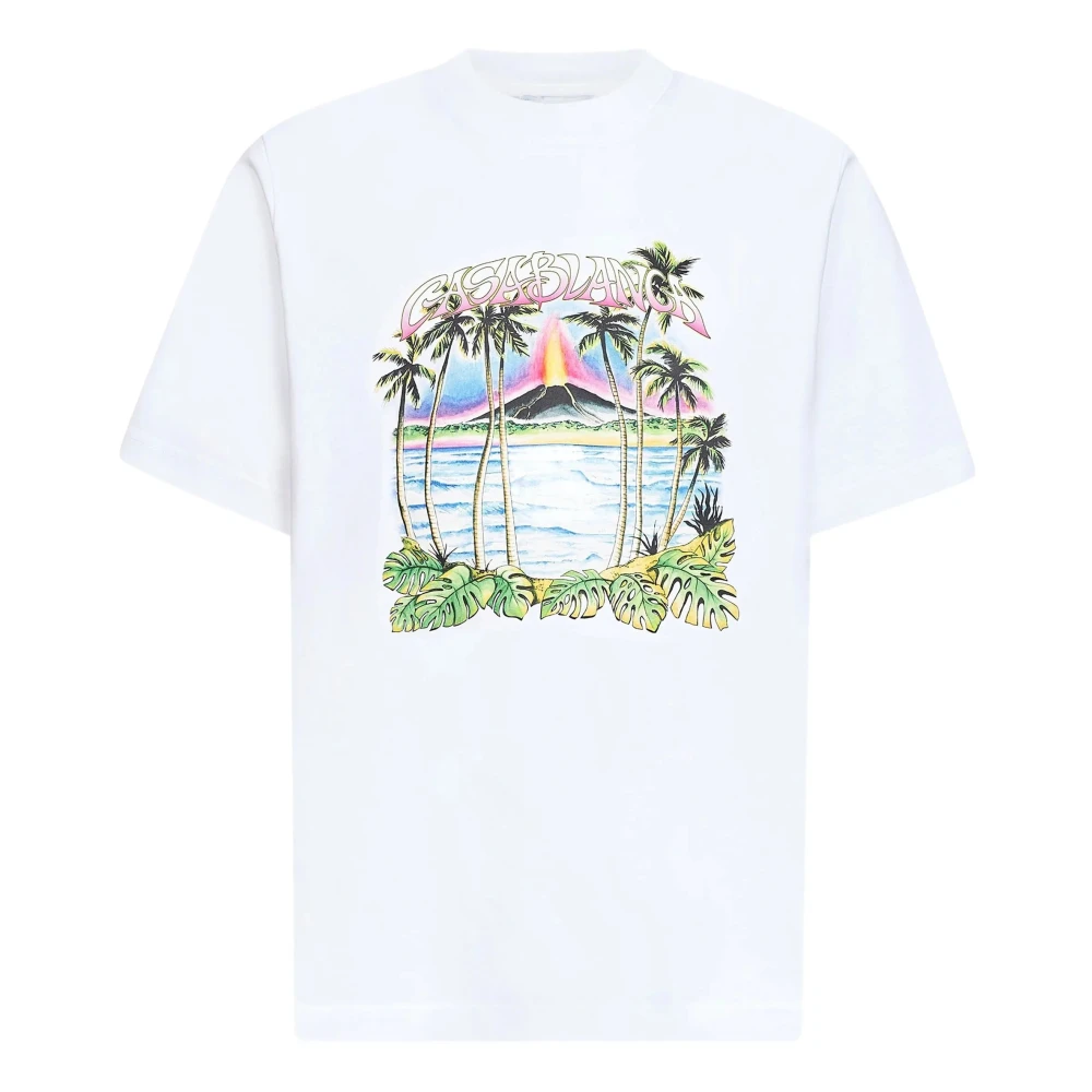 Casablanca Men's White Volcano Short Sleeve T-Shirt