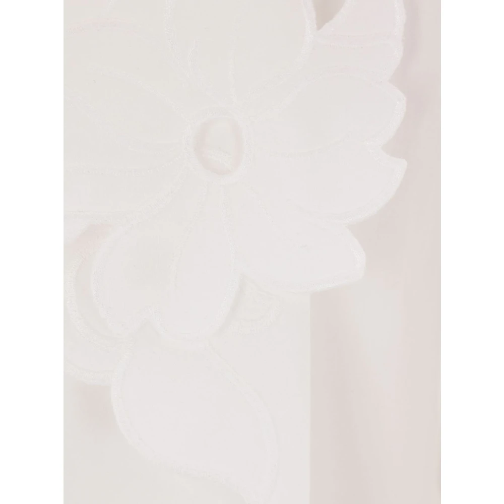 Chloé Geborduurde Lavallière Shirt in Wit Katoen White Dames