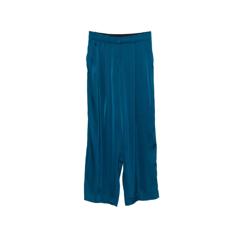 Michael Kors Blue Wide Trousers, Female, 3XS, Pleated Trousers