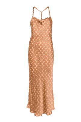 brown-satin-dress-elegant-style