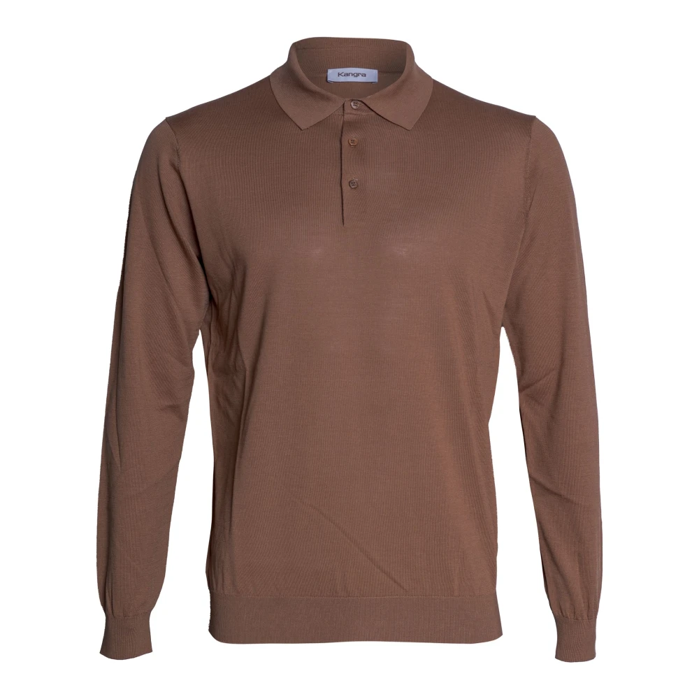 Kangra Brown Long-Sleeve Polo - Male - Polo Shirts - Xl - Tops